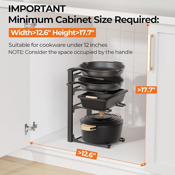 MUDEELA 2 Pack Pots and Pans Organizer under Cabinet, 4-Tier Heavy Duty Pan - Image 2