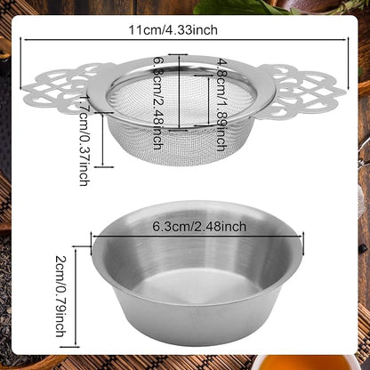 2 Pack Tea Strainers with Drip Bowls Stainless Steel Mesh Tea Infusers Loose - Image 3