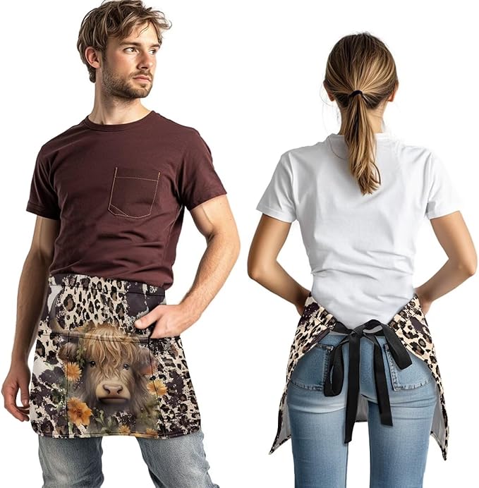 Server Apron with 3 Pockets, Waterproof Oil Waitress Waiter Half Apron - Image 3