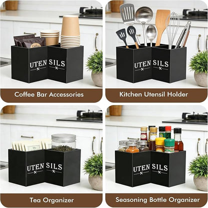 Large kitchen Utensil Holder, Wooden Utensil Organizer - Image 6