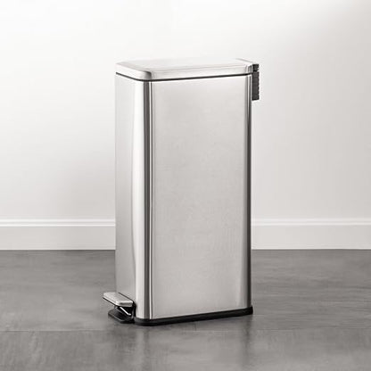 mDesign Slim Metal Rectangle 7.9 Gallon Trash Can - Image 2