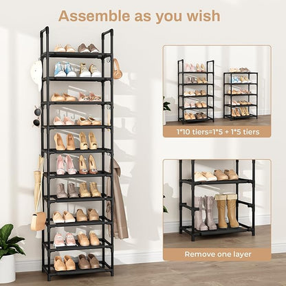 VTRIN 10 Tiers Tall Shoe Rack Holds 20-25 Pairs of Shoes Sturdy Vertical Shoe - Image 5