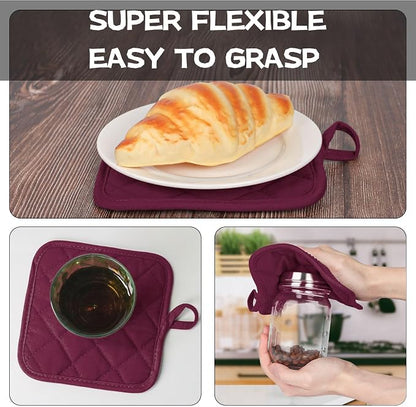 Oven Mitts and Pot Holders Set, Heat Resistant Silicone Kitchen Mini Oven - Image 6