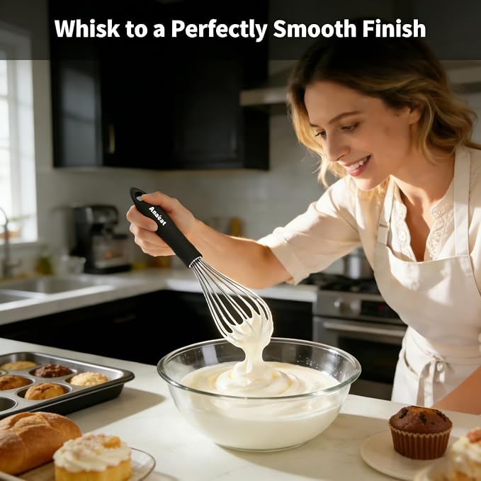 Anaeat Stainless Steel Kitchen Whisk Set of 4, Milk and Egg Beater Blender - Image 2