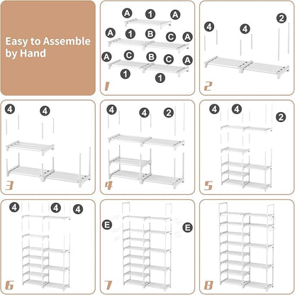 ROJASOP White Shoe Rack, Tall Metal Shoe Rack Organizer - Image 8