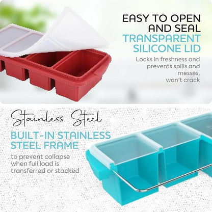 Silicone Freezer Tray With Lid-Soup Freezer Container molds-Large Ice Cube Tray - Image 5