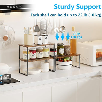 Golener Countertop Organizer Corner Shelf, 2 Tier Adjustable Stackable Corner - Image 4