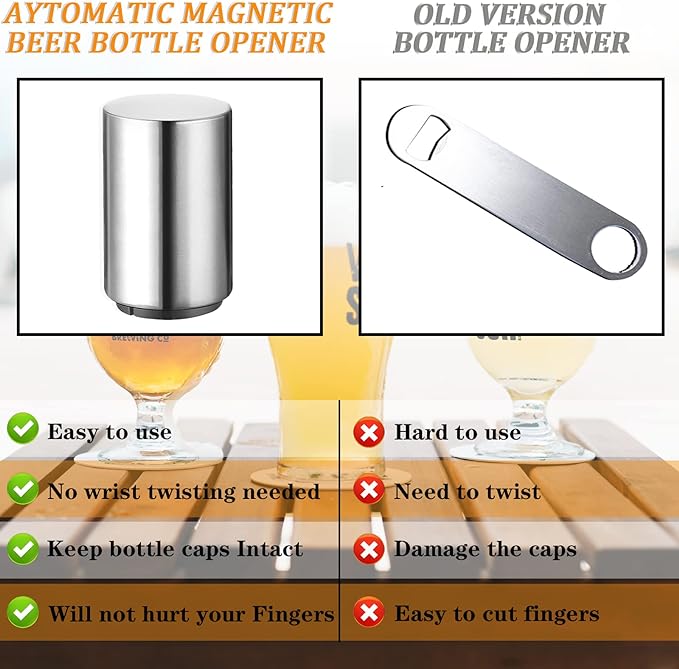 Portable Push Down Magnetic Beer Bottle Openers, No Damage to Caps, Quick to - Image 3