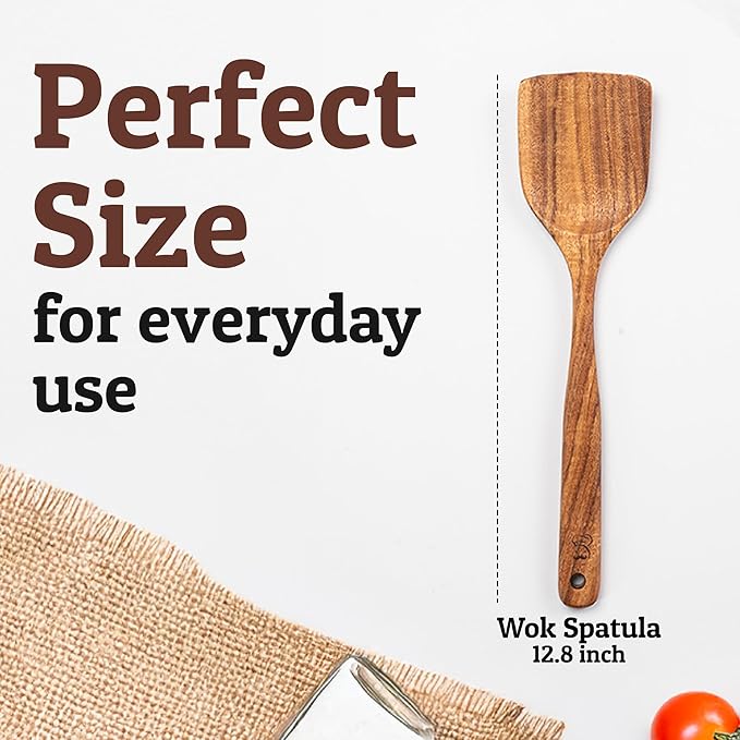 PriorityChef Premium Teak Flat Wooden Spatula - Image 4