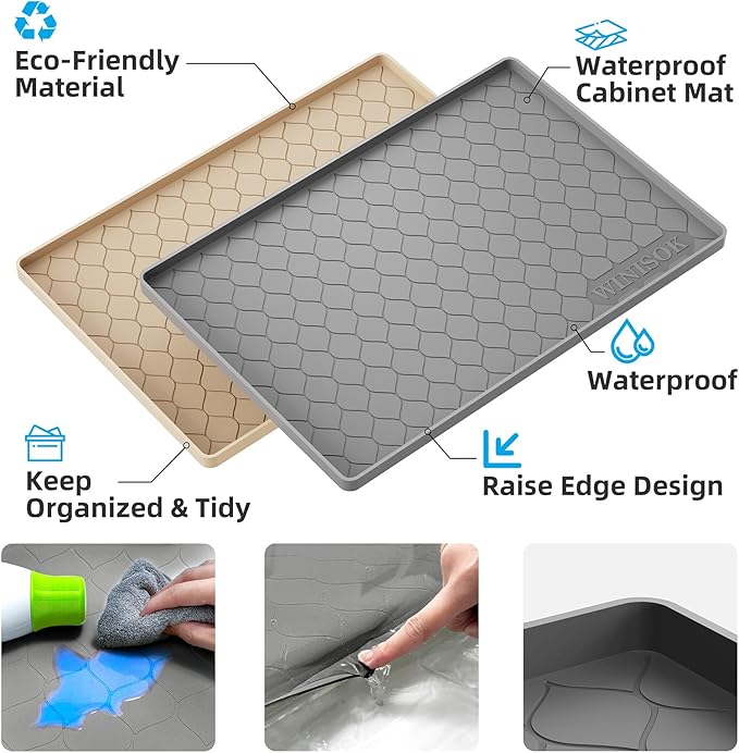 Winisok Silicone Under Sink Mat 31" x 19", kitchen Essentials and Gadgets - Image 2