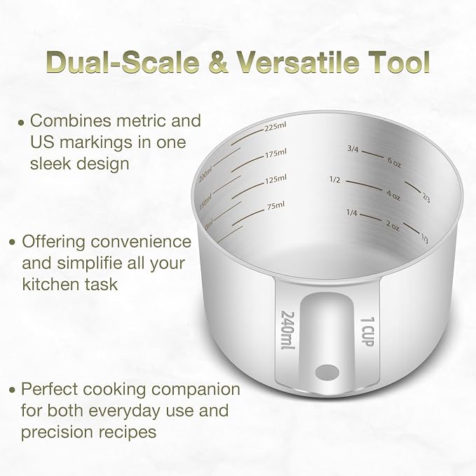 1PCS 1Cup Single Measuring Cup, Etched Inner Scale Stainless Steel Measure Scoop - Image 4