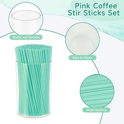 500 Pcs Blue Aqua Coffee Stir Sticks Set Mint Blue Cocktail Straws Coffee - Image 3