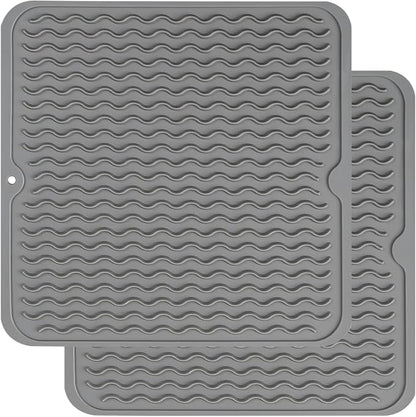 ZLR 2 Pcs Silicone Dish Drying Mat 12" x 12" Square by ZLR