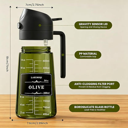 LAKUMIQI 2 in 1 Oil Sprayer for Cooking, 16oz Olive Oil Dispenser Bottle for - Image 2