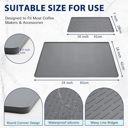 Silicone Coffee Mat 24" x 16", Heat Resistant Non Slip Leak Proof - Image 3