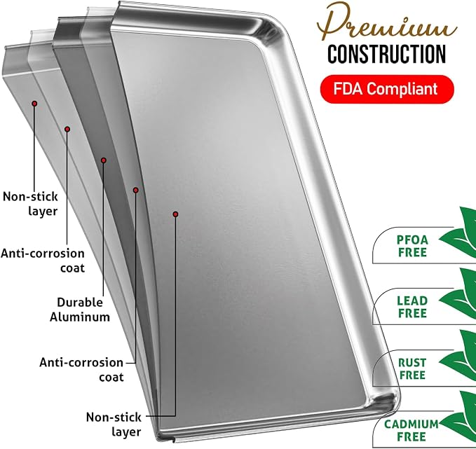 Eatex Aluminum Baking Sheet, Steel Cookie Sheet, 15” x 10” Baking Pan, Warp - Image 3