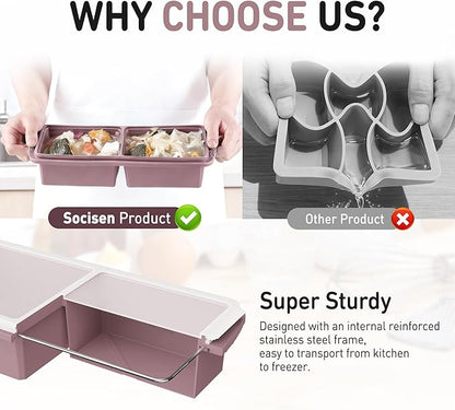 Silicone Freezer Tray with Lid Soup Freezer Container Molds with Steel - Image 4