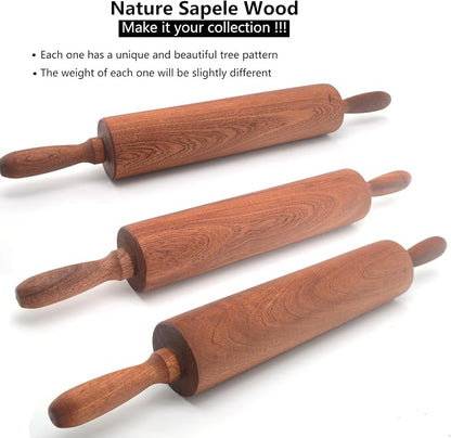 Classic Sapele Wooden Rolling Pin - Image 4