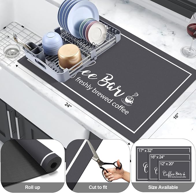 Findosom Dish Drying Mat, Cuttable Drying Mat - Image 2