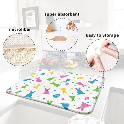 Easter Dish Drying Mat for Kitchen Counter 18" X 24" Microfiber Absorbent - Image 5