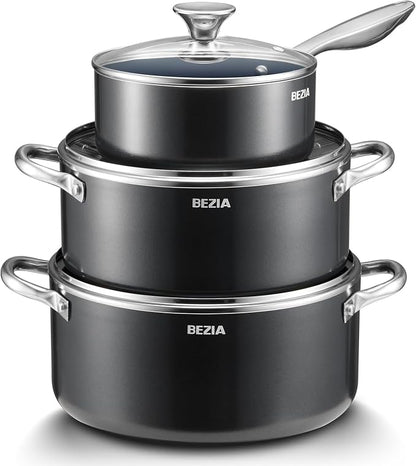 Induction Cookware Set 6-Piece, Stackable Kitchen Cooking Pots Set, 6qt 4.8qt & - Image 9