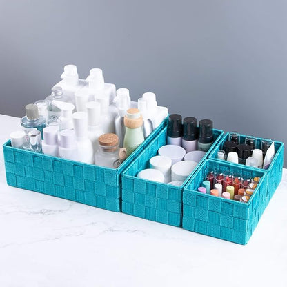 Posprica Woven Storage Baskets for Organizing, Small Black Baskets Cube Bin - Image 3
