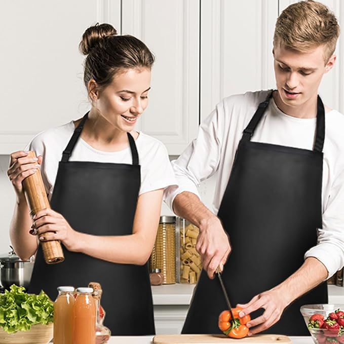 Gotega 3 Pack Waterproof Rubber Vinyl Apron Adjustable Bib Apron - Image 2