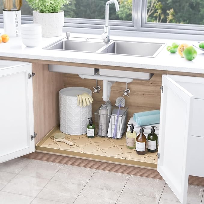 SIKADEER Waterproof Under Sink Mat 22x19, Raised Edge Silicone Mat Under Sink - Image 2