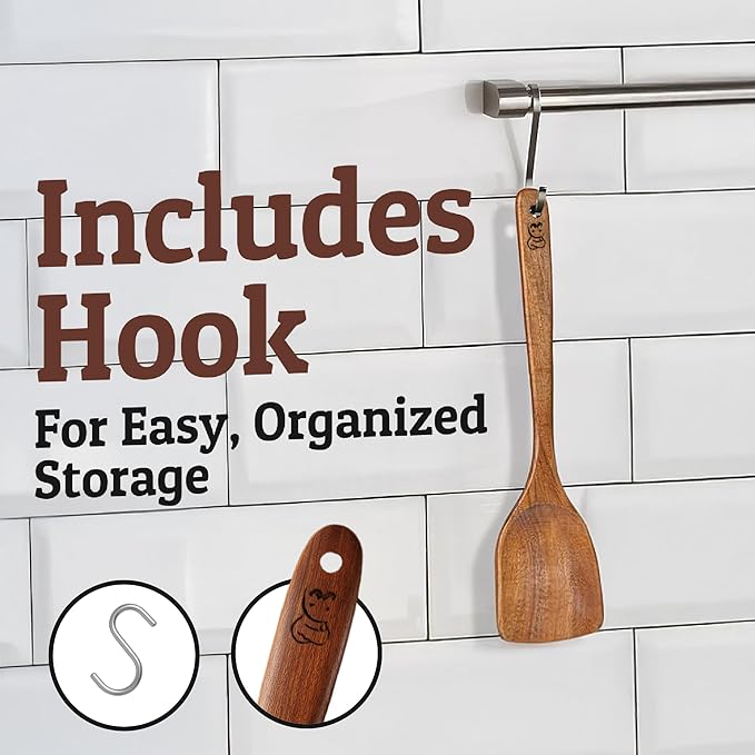 PriorityChef Premium Teak Flat Wooden Spatula - Image 5