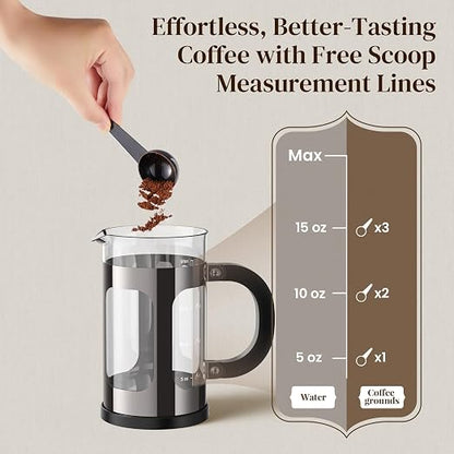Veken French Press Coffee Maker 21oz 0.6 L, Single Serve Small Pot, Heat - Image 7