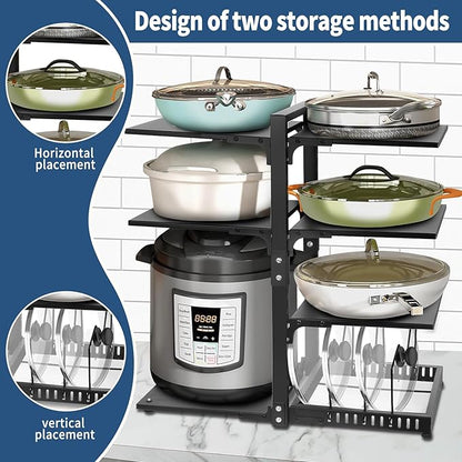 Pot Rack Organizers：CASONNIK 6+1-Tier Adjustable Heavy Duty Pan Organizer - Image 4