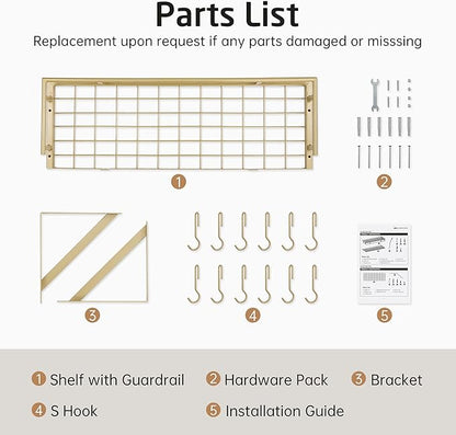 KES 30-Inch Gold Pot Rack, Wall Mounted Hanging Pot and Pan Organizer - Image 9