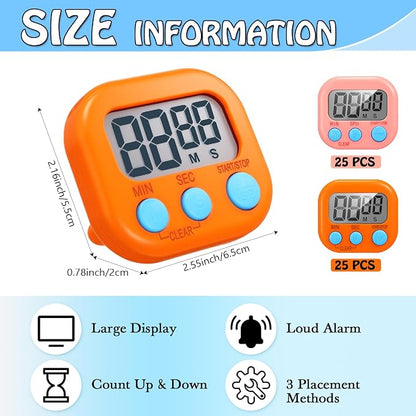 Xuhal 50 Pieces Digital Kitchen Timer Bulk, Small Magnetic Timers - Image 2