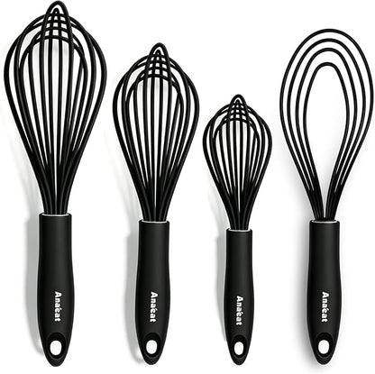Anaeat Silicone Kitchen Whisk Set of 4, Egg Beater Milk ​Blender by Anaeat