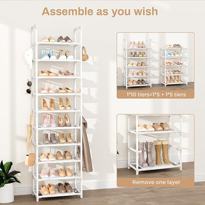 VTRIN 10 Tiers Tall Shoe Rack Holds 20-25 Pairs of Shoes Sturdy Vertical Shoe - Image 5