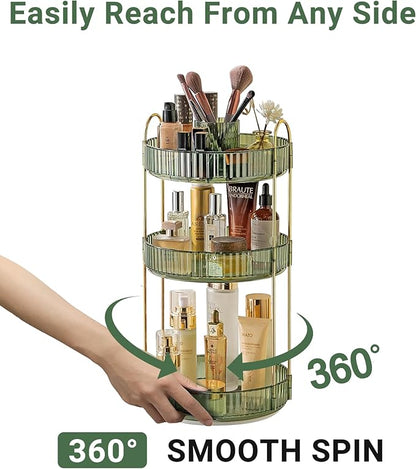 Asayuee 360 Rotating Makeup Organizer, 3 Tier Large Capacity Make Up Organizers - Image 3