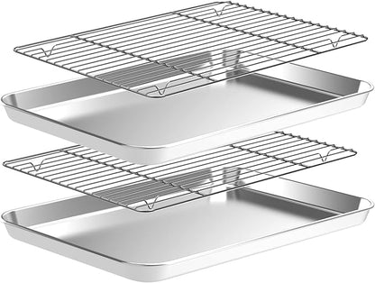 Baking Sheet with Wire Rack Set, CEKEE Stainless Steel Cookie Sheets by CEKEEBakingEasilyHappily