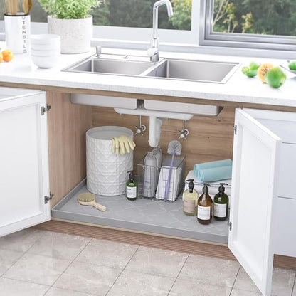 SIKADEER 22" x 22" Under Sink Mat Waterproof, Silicone Mat Kitchen Drawer Shelf - Image 2