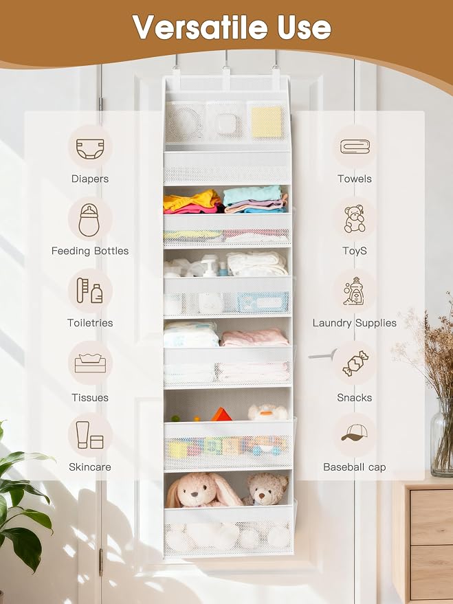 Criusia 2 Pack Over the Door Organizer, Heavy-Duty 6-Shelf Hanging Storage - Image 9