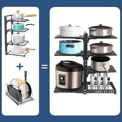Pot Rack Organizers：CASONNIK 6+1-Tier Adjustable Heavy Duty Pan Organizer - Image 2