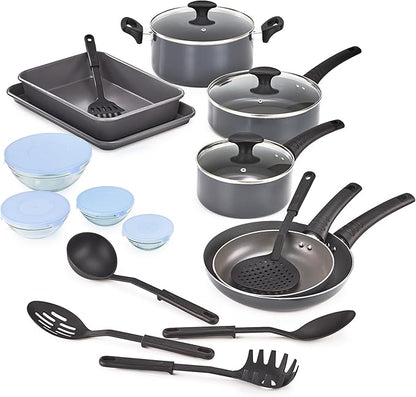 bella Cookware Set with Glass Lids with Nonstick, PFOA Free and Scratch by bella