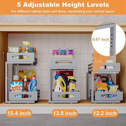 Under Sink Organizer, 2 Tier Under Sink Organizers and Storage, Adjustable - Image 6