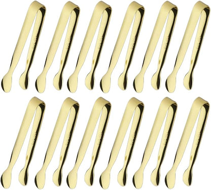 12PCS Ice Tongs Mini Sugar Tong 4.25Inch Stainless Steel Small Serving Tongs by Sunenlyst
