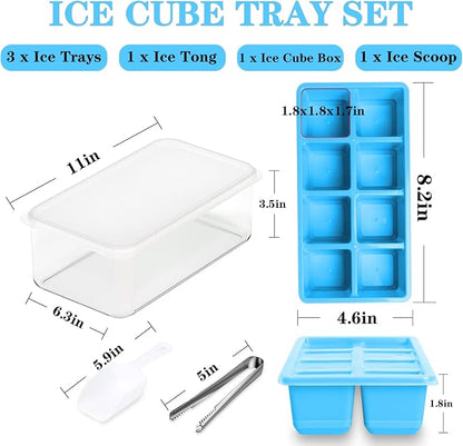 Ice Trays for Freezer with Lid and Bin, JRISBO 6 Pack Silicone Ice Cube Tray - Image 4