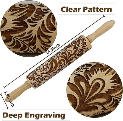 Embossed Wooden Rolling Pin, Embossing Rolling Pin - Image 9