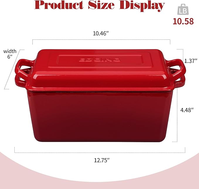 EDGING CASTING Enameled Cast Iron Dutch Oven, Oblong Bread Oven - Image 2