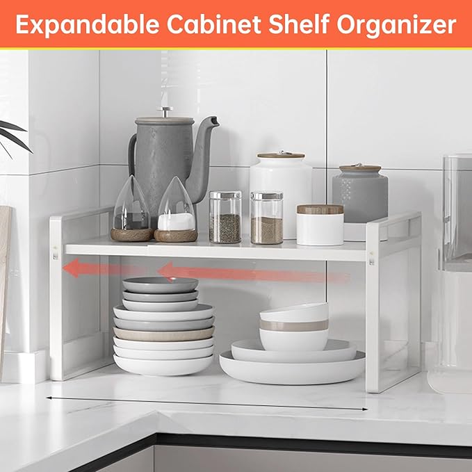 Expandable Cabinet Organizer 14"~25", Kitchen Shelf Organizer Spice Rack 11” - Image 6