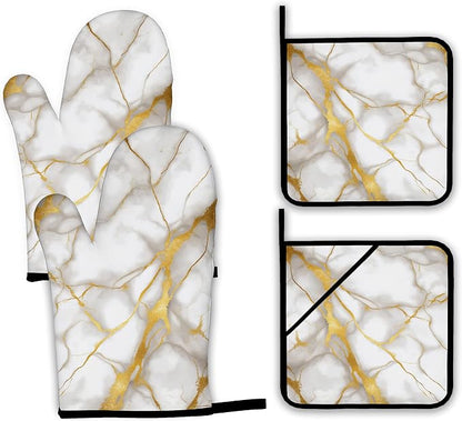 Marble Oven Mitts and Pot Holders Set by Unknown