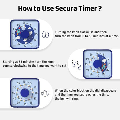 Secura 7.5-Inch Rocket Pattern Visual Timer - Image 3