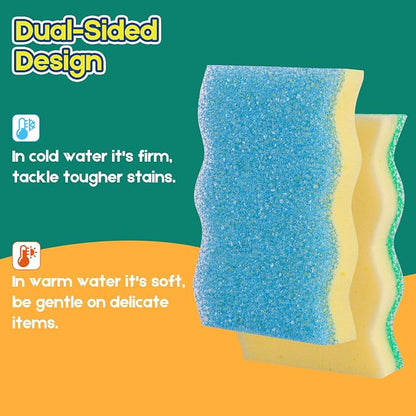 LAUNDRYLUX Scrub Sponge, 4 Pack Dual-Sided Temperature-Responsive Scrubber - Image 2